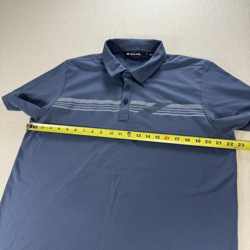 Travis Mathew Short Sleeved Blue‎ Striped Cotton/Poly Polo Golf Shirt Men's XL - Picture 4 of 8
